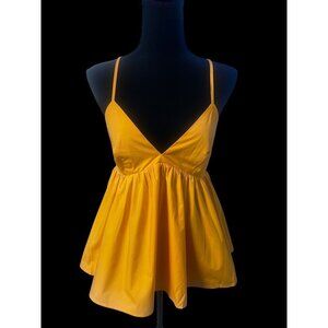 Susana Monaco BRIGHT Yellow Strappy Babydoll Top Smocked Back SUMMER RESORT , SM
